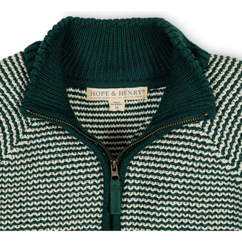 Organic Long Sleeve Half Zip Raglan Ski Sweater, Green
