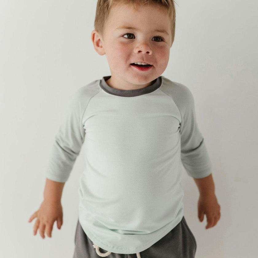 Girls 3/4 Sleeve Baseball Tee in Beige