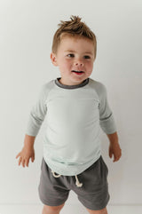 Girls 3/4 Sleeve Baseball Tee in Beige