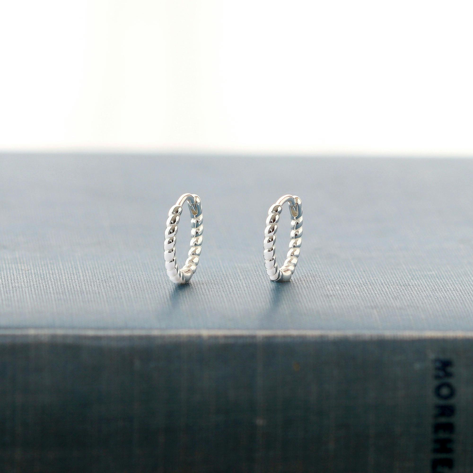 Twisted Hinged Huggie Hoop Earrings