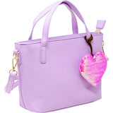Faux Leather Tote Shoulder Strap Handbag With Sequins Happy Face Charm