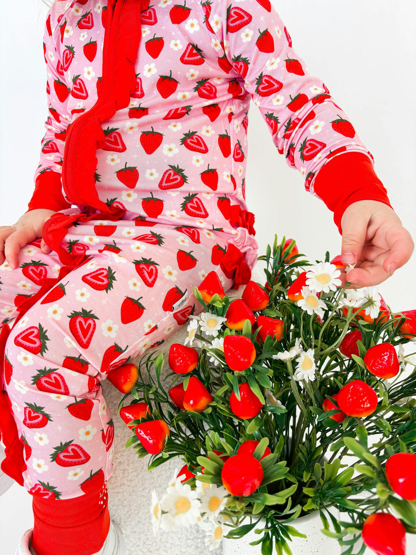 Strawberry Fields Ruffle Snoozer