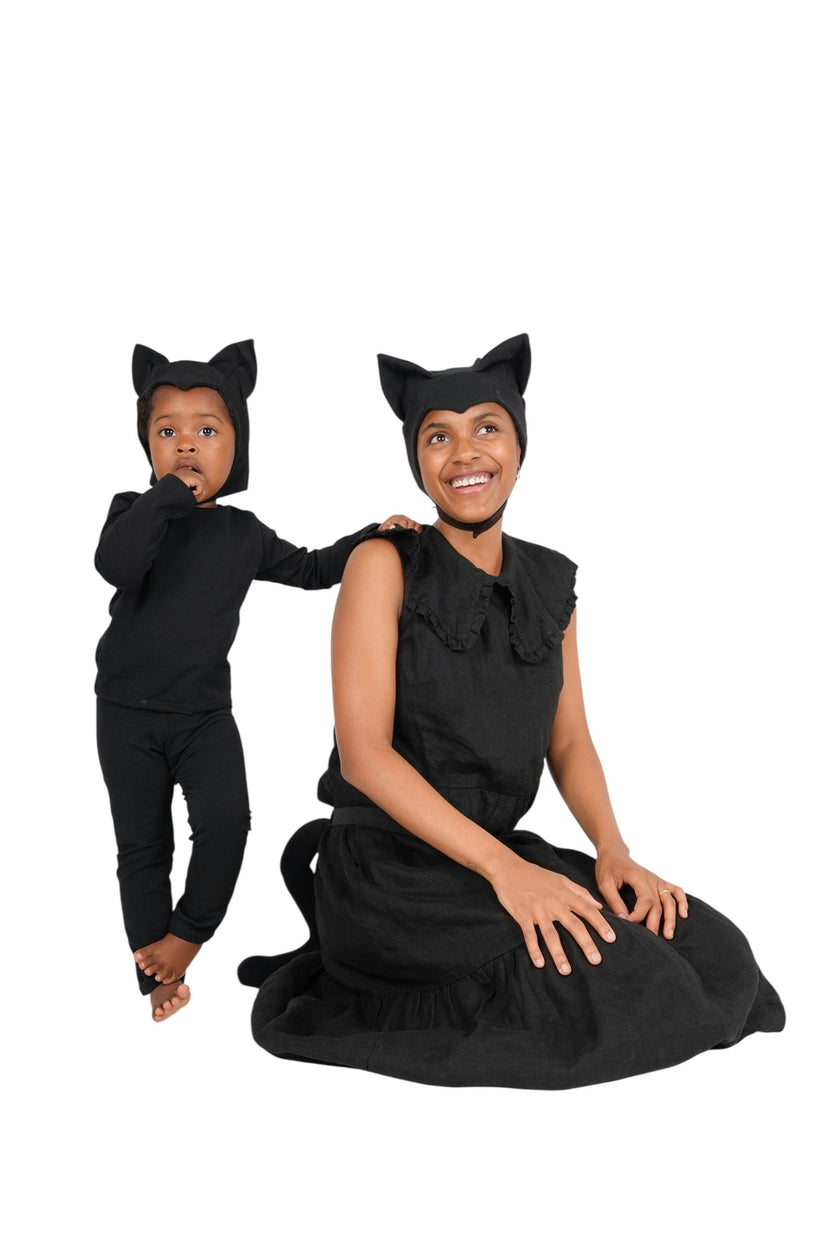 Adult Black Cat Hat & Tail Accessory Set
