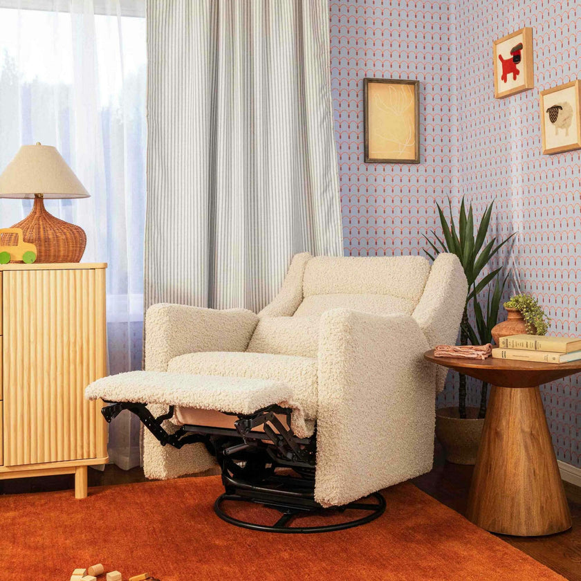 Kiwi Plus Power Recliner and Swivel Glider with Power Adjustable Headrest and USB Port in Almond Teddy Loop