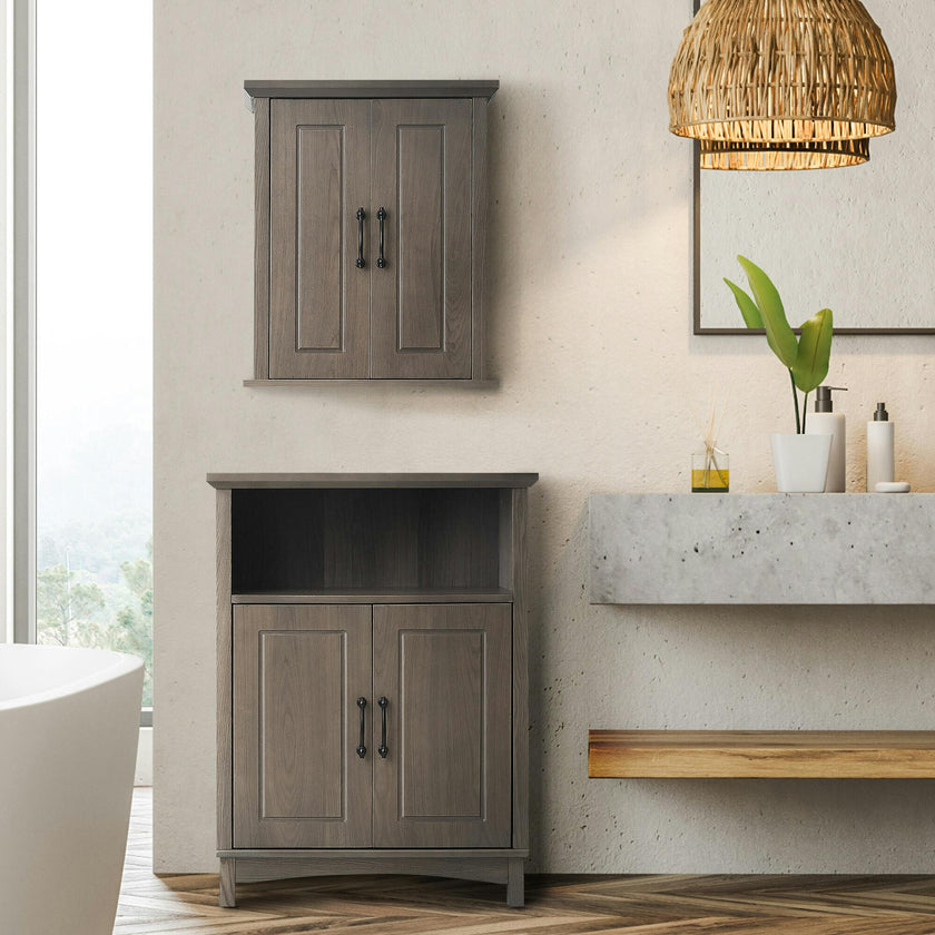 Russell Modern Farmhouse Wooden Floor Storage Cabinet for Bathrooms