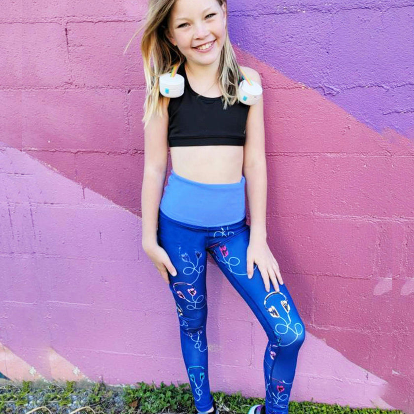 Catie - Printed Blue Activewear Leggings
