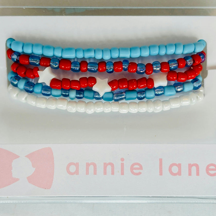 Red, White & Blue Bright Set of Five Bracelets
