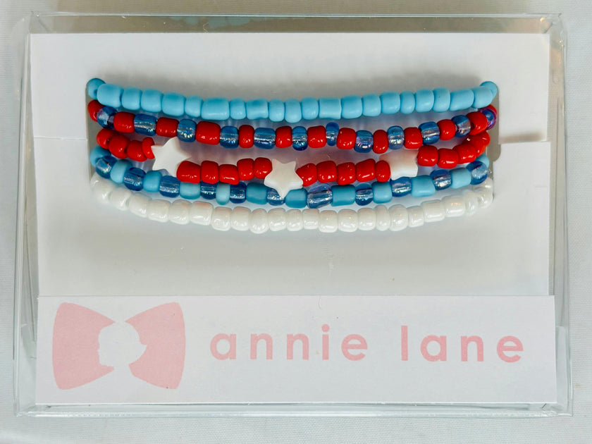 Red, White & Blue Bright Set of Five Bracelets