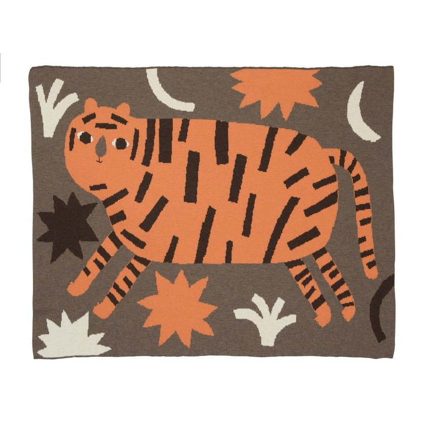 Surprised Tiger Knit Midi Blanket
