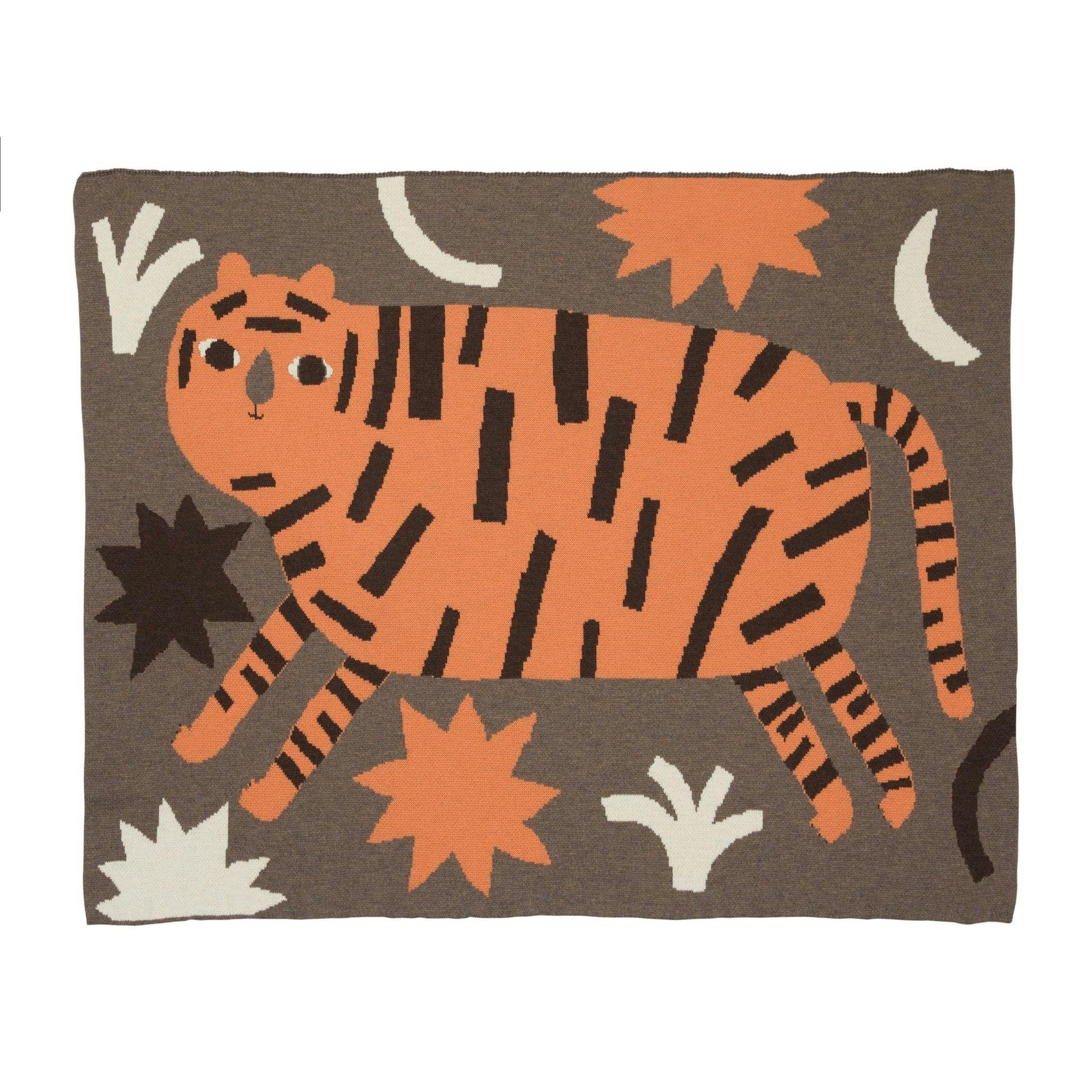 Surprised Tiger Knit Midi Blanket