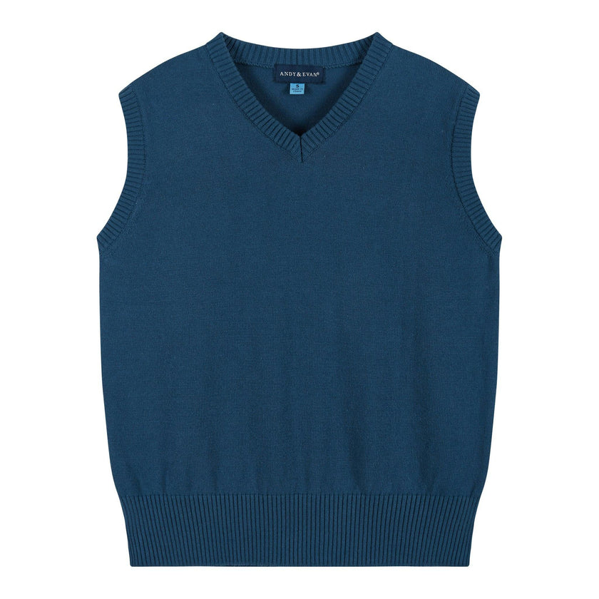 Boys 4-Piece Vest Set | Navy & Khaki Plaid