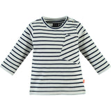 Striped Long Sleeve Enlarged Front Pocket T-Shirt