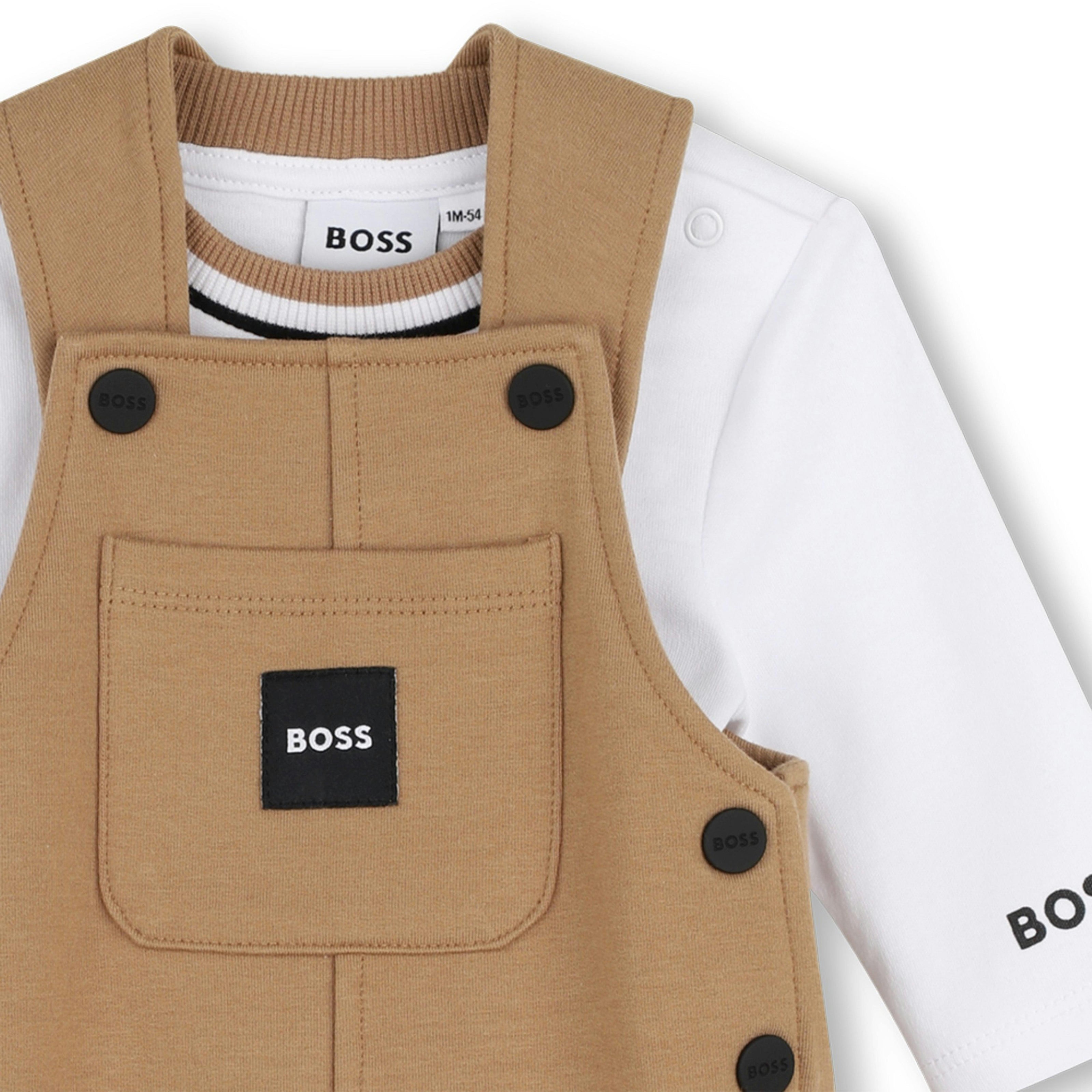 Beige Logo Baby Overall Set