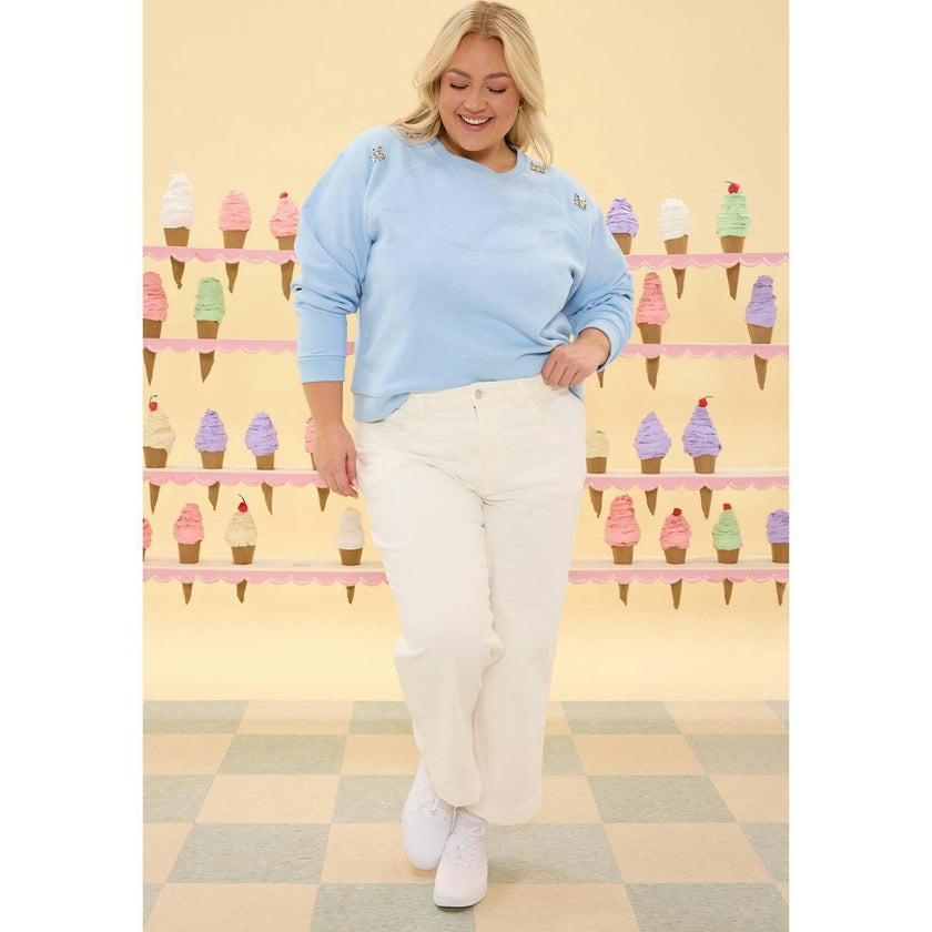 Casey Crewneck Sweatshirt in Light Blue