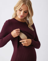Eden Knit Nursing Dress  Maroon