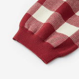 Red Gingham Knit Suspender Pants