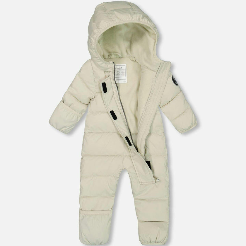 One-Piece Baby Cloud Compressible Snowsuit Designed for Car Seat Off-White