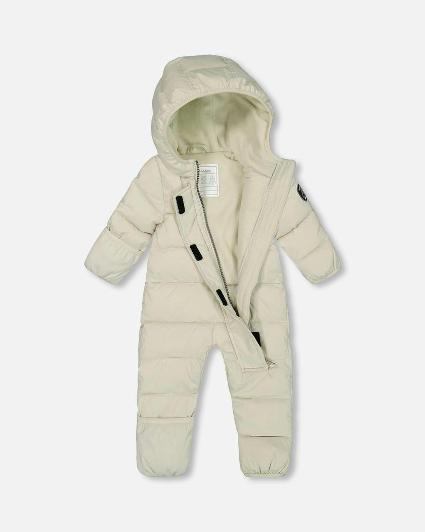 One-Piece Baby Cloud Compressible Snowsuit Designed for Car Seat Off-White