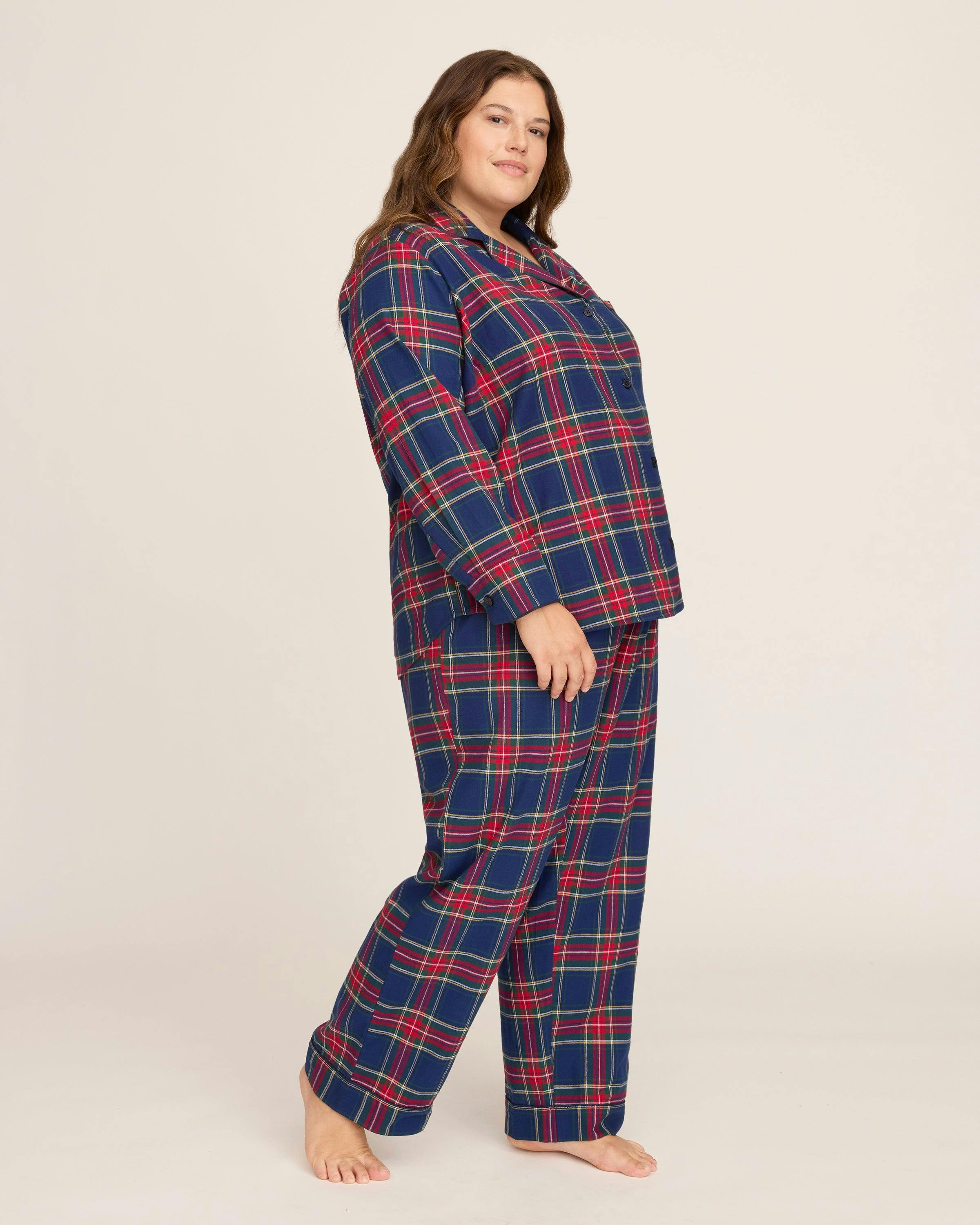 Women's Brushed Twill Pajama Set in Windsor Tartan