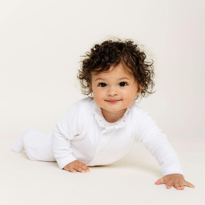 Velour Angel Wing™ Sleepsuit - White