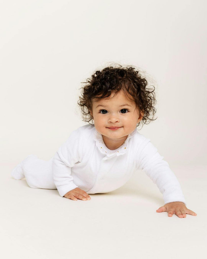 Velour Angel Wing™ Sleepsuit - White