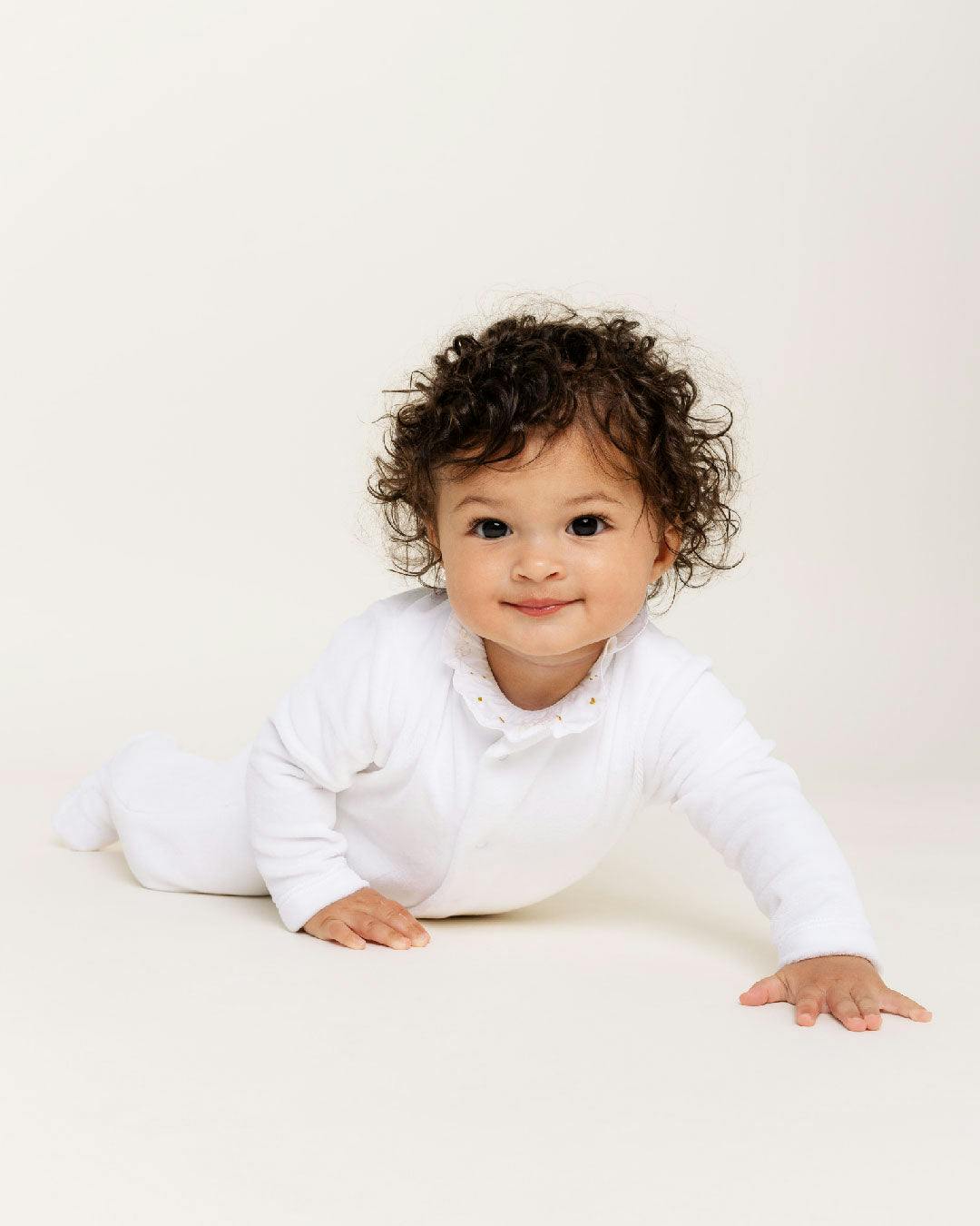 Velour Angel Wing™ Sleepsuit - White
