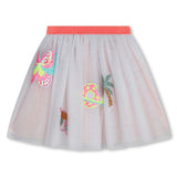 White Sequin Graphic Skirt