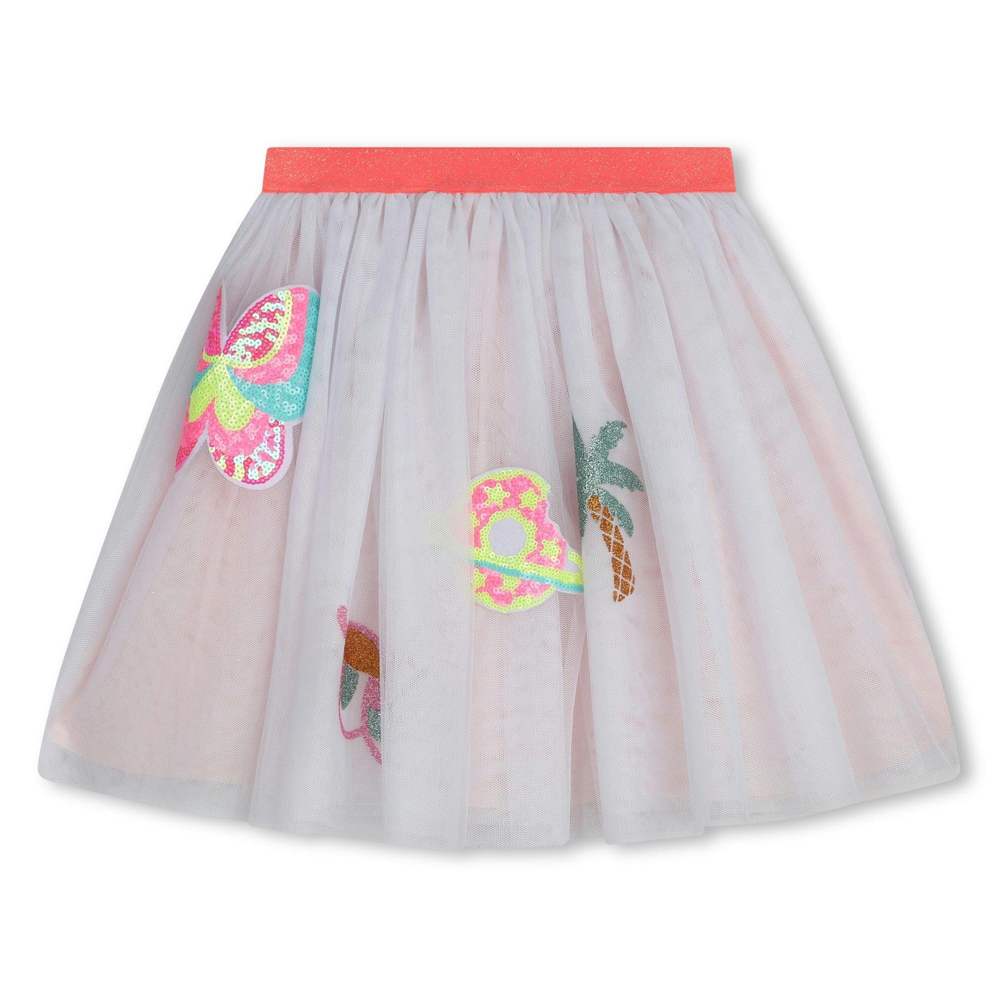 White Sequin Graphic Skirt