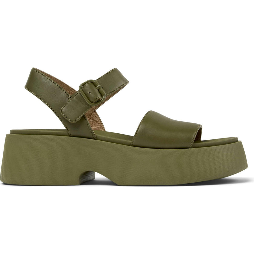 Oruga Calfskin Leather Flexible Sandals, Green