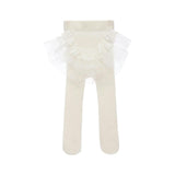 Cream Tulle Ruffle Tights