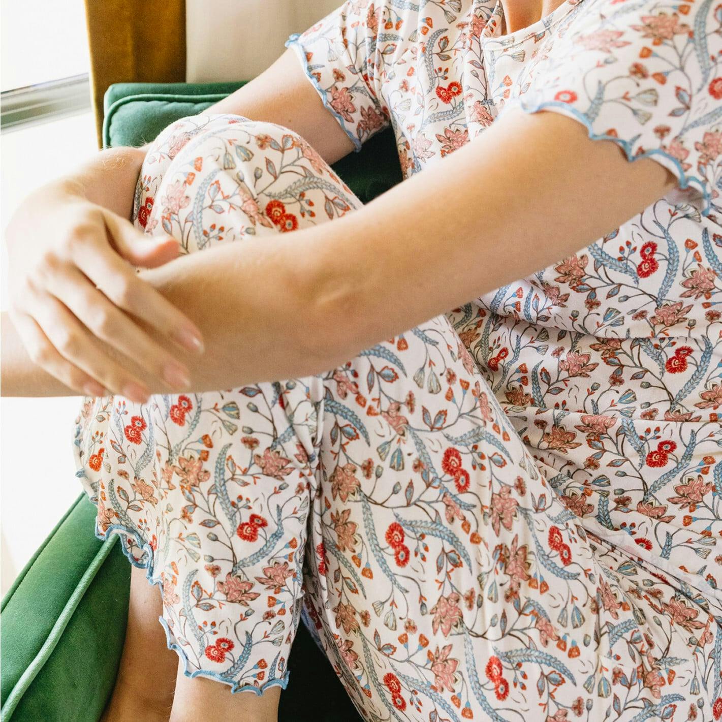 women's mercado bloom short sleeve pima pajamas set