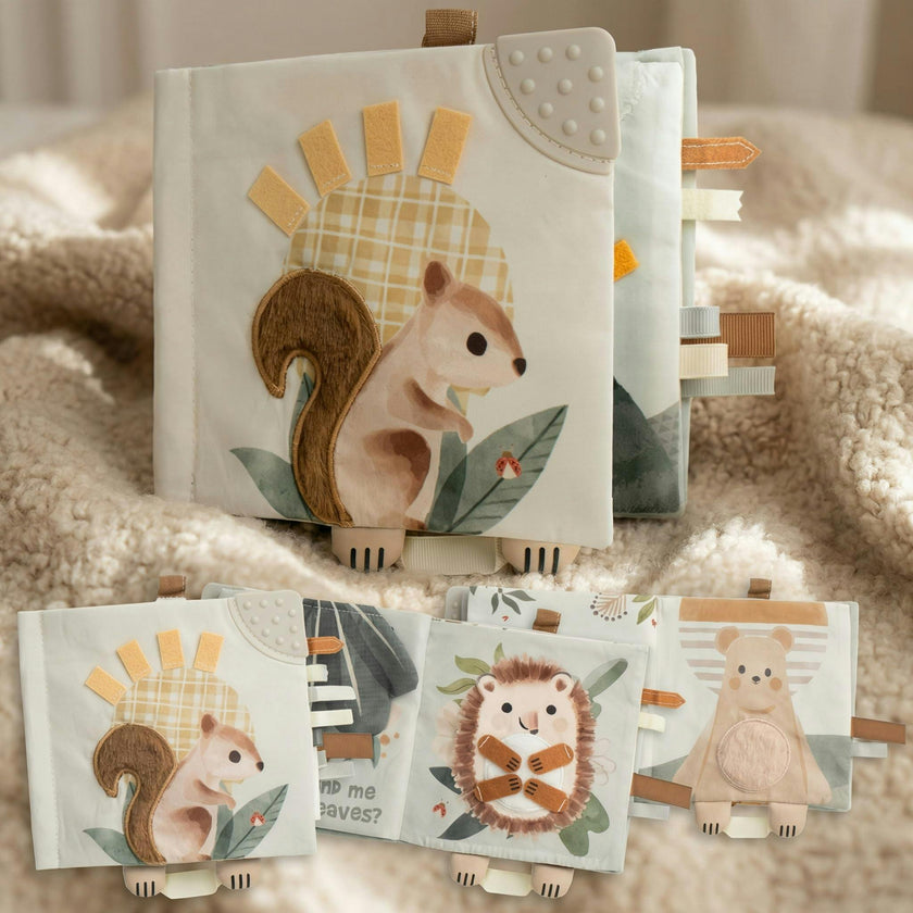 Soft Baby Book with Touch and Feel Pages - Sensory Book for Babies 0-6 Months with Textured Animals, Mirror & Crinkle Paper - Perfect for Baby Showers
