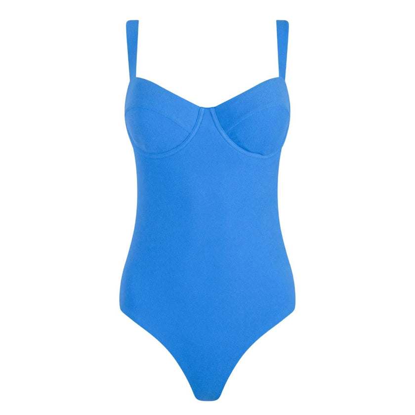 women's deep sea blue terry one piece