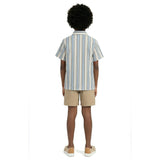 Big Kid Boys Puckered Stripes Buttondown | Blue Stripe