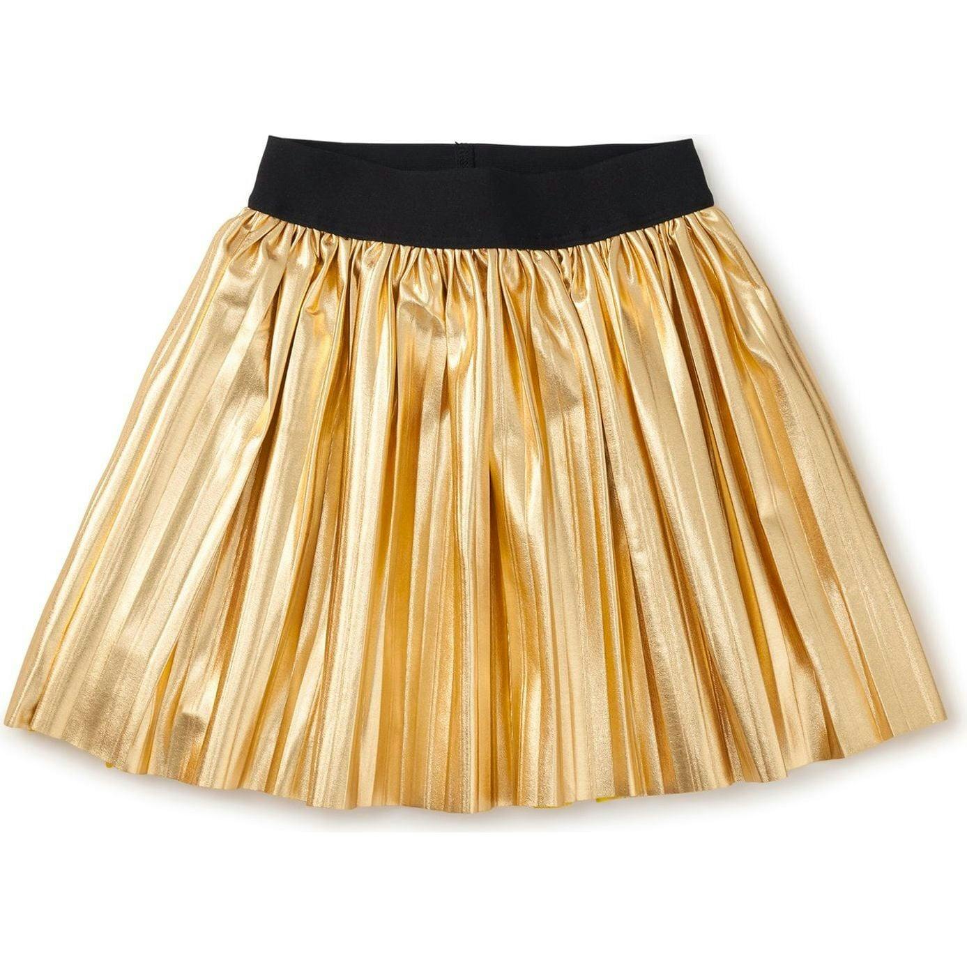 Pleated Metallic Twirl Skirt