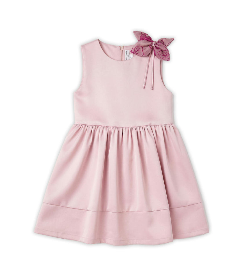 Fenicia Girl Dress, Pink, French Sateen Fluid