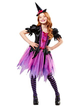 Girls' Purple Witch Dress with Hat