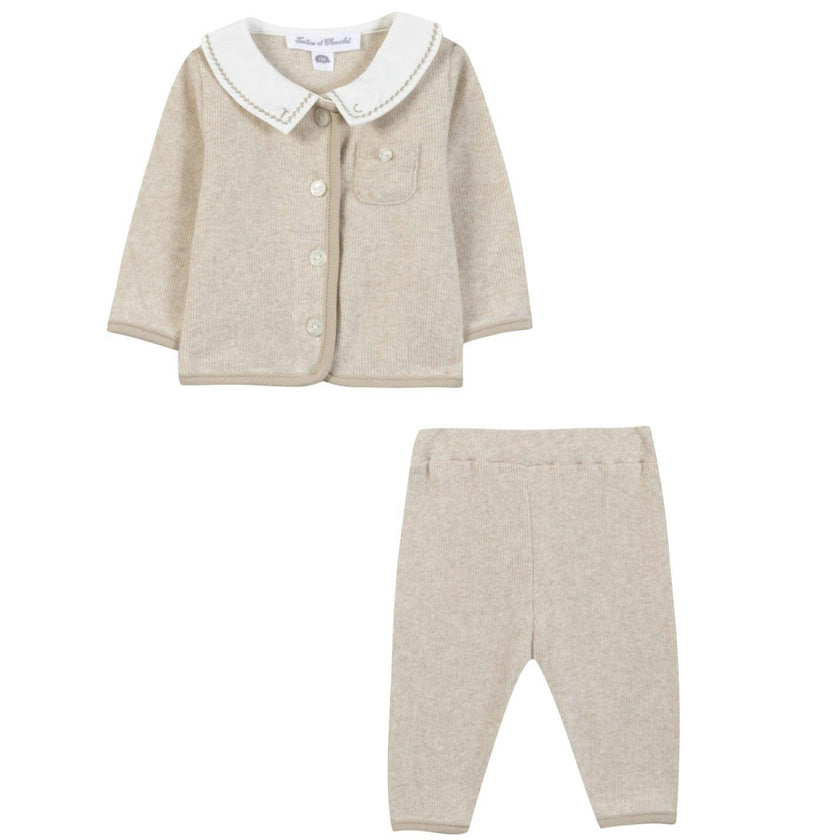 TARTINE ET CHOCOLAT Brushed Fleece Baby Set - Beige Chiné