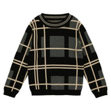 Preppy Plaid Wide Round Neck Relaxed Fit Sweater