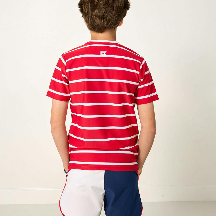 red/white ballpark stripe practice shirt