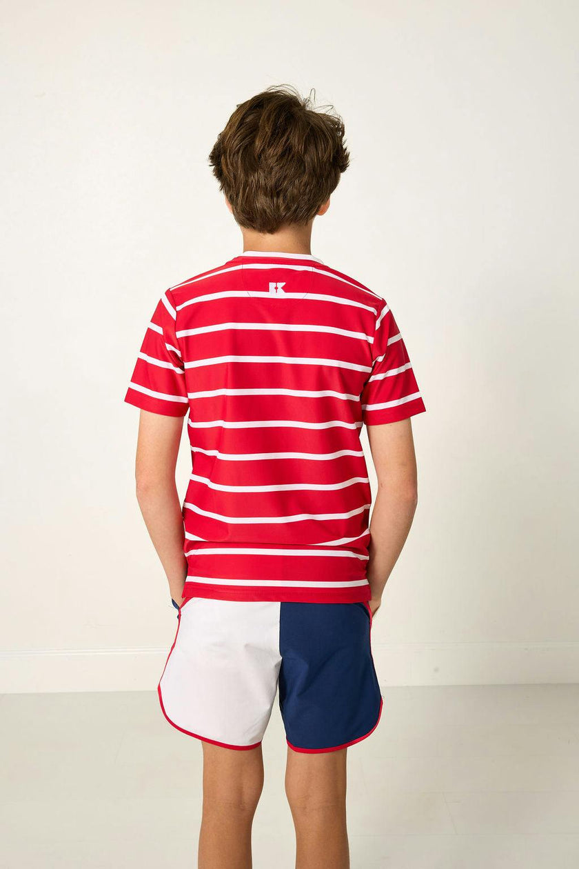 red/white ballpark stripe practice shirt