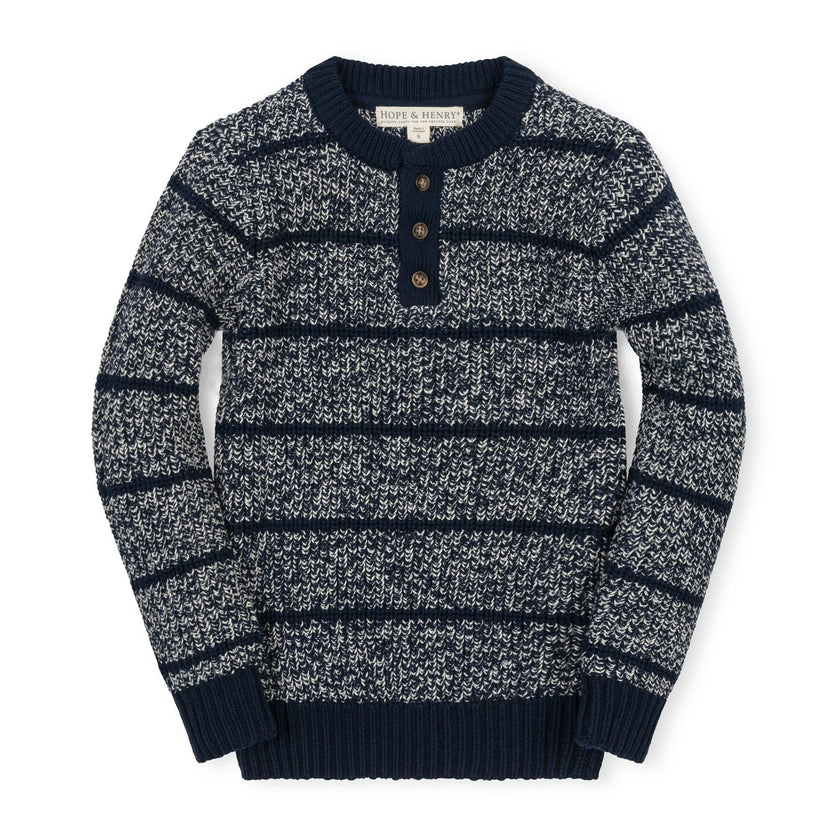 Organic Sweater Henley with Elbow Patches