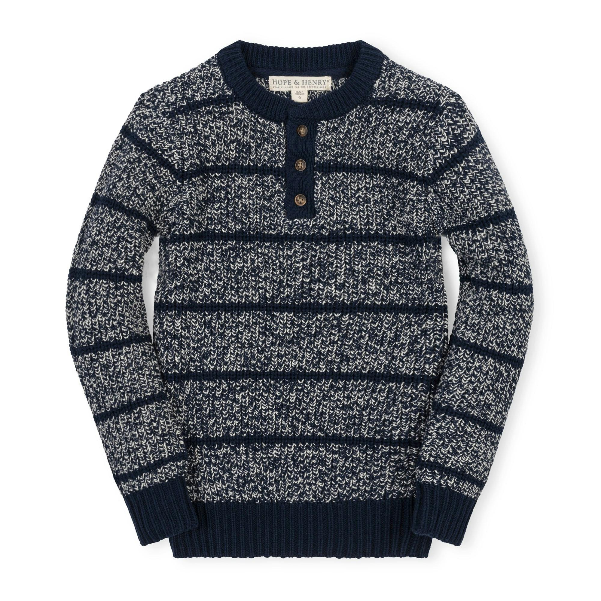 Organic Sweater Henley with Elbow Patches