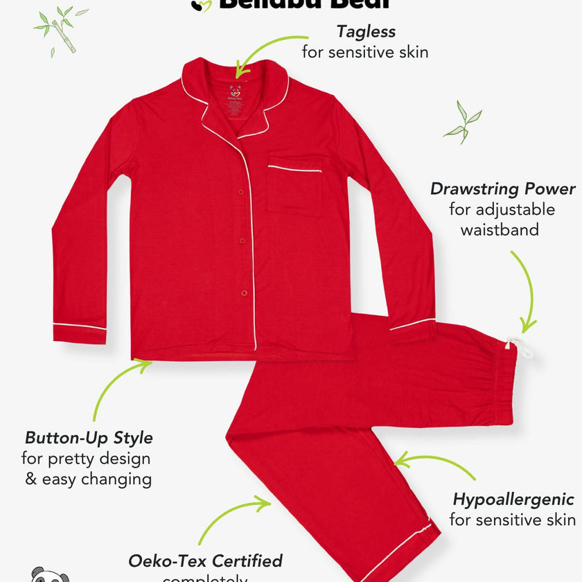 Winterberry Red Bamboo Women's Trim PJ Set