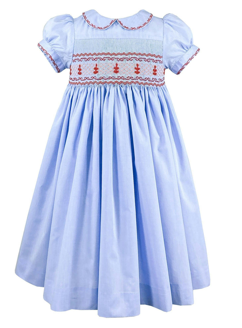 Lavender Blue Princess Charlotte Hand Smocked Embroidered Collar Short Sleeve Dress with Bloomer (12mo - 3 yrs)