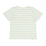 Unisex Cream And Powder Blue Stripe Boatneck Tee