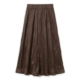 Midi Pleated Leather Skirt