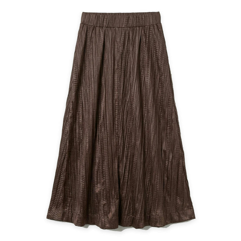 Midi Pleated Leather Skirt