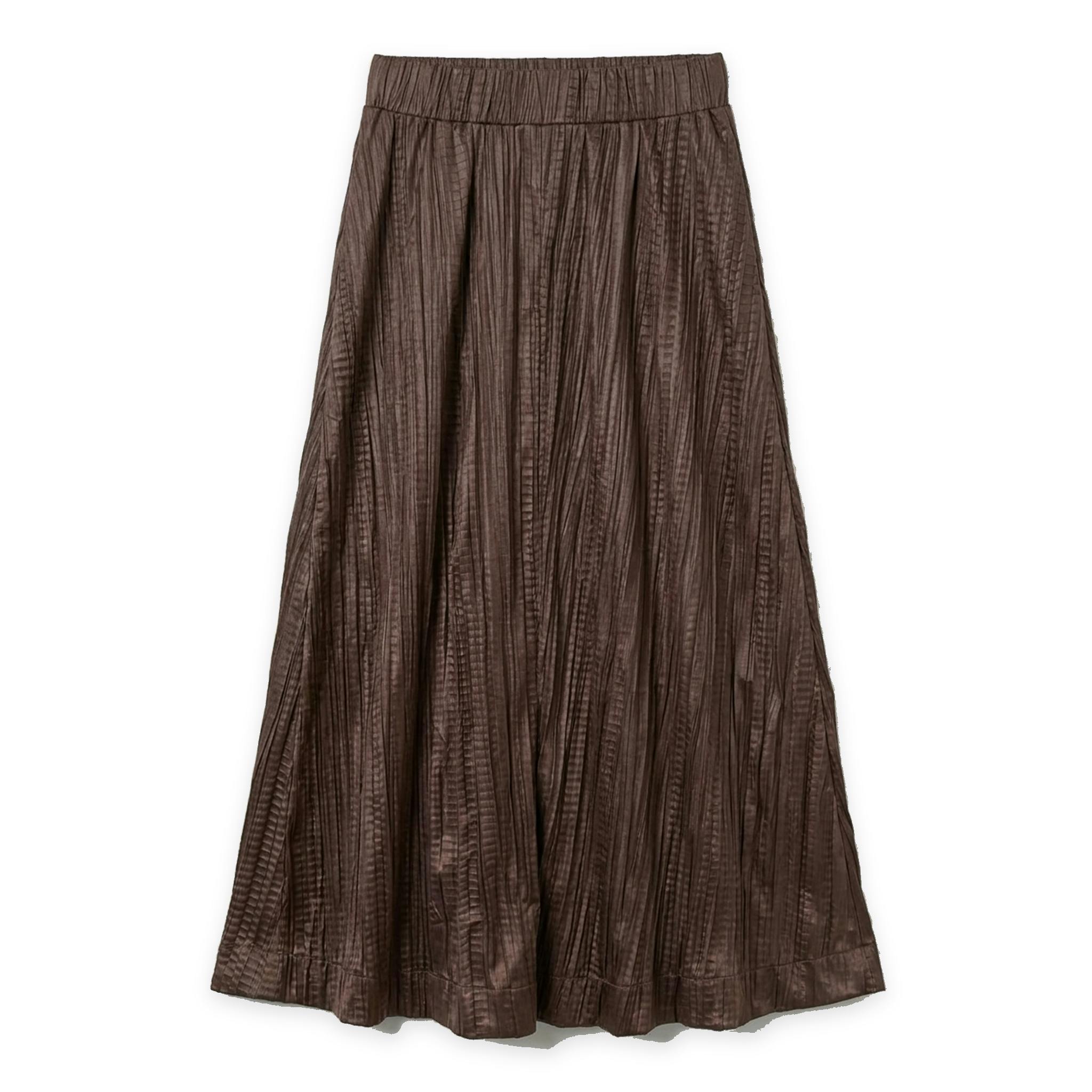 Midi Pleated Leather Skirt