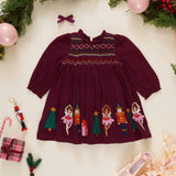 Girls Stevie Long Sleeve Dress - Nutcracker Embroidery